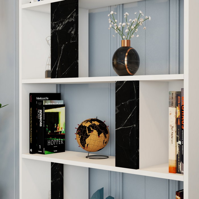 Hanah Home Lima Estantería Blanca y Negro Mármol Hanah Home Lima Estantería Blanca y Negro Mármol
